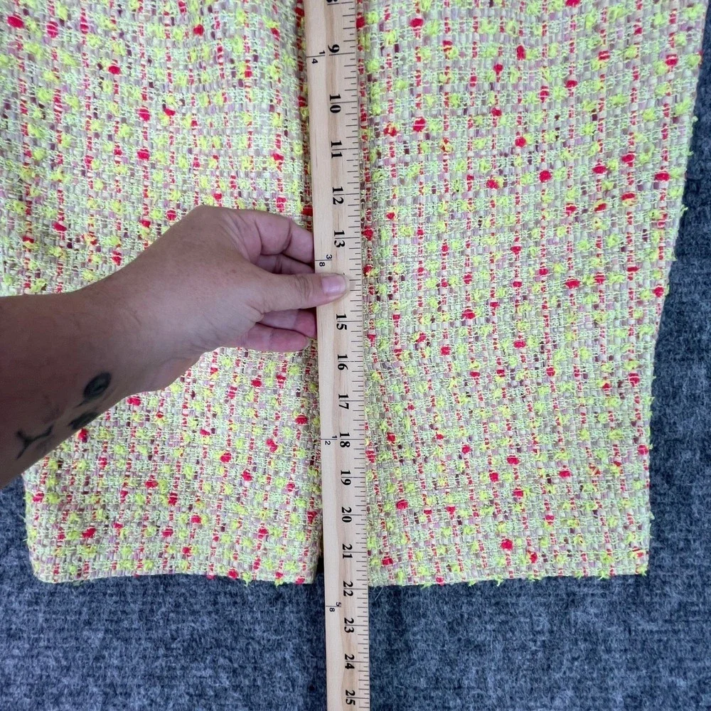 J. Crew No. 2 Pencil Yellow‎ Pink Tweed Career Office Eccentric Skirt Womens 2